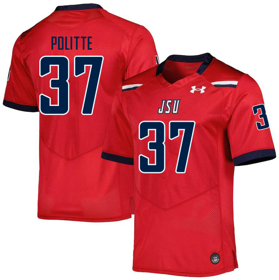 Men-Youth #37 Jacob Politte Jackson State Tigers 2023 College Football Jerseys Stitched-Red